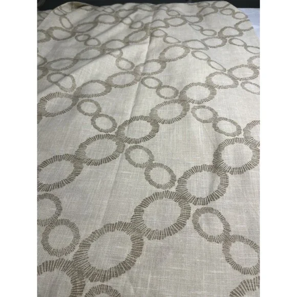 Pair of Tahari Home Cream Geometric Panel Window Curtain Drape 50”W x 84”L - Picture 2 of 8